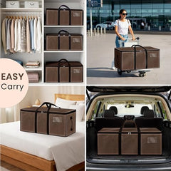 Storite 81 L Jumbo Super-Size Nylon Heavy Duty Underbed Storage Bag | Moisture Proof Multi-Purpose for Toys/Blankets/Clothes/Moving Bags With Strong Handles Rectangular (87x26x36 CM) - Teal