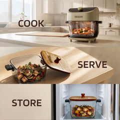 Nester Home Cook Glass Air Fryer 6.2 Ltr with 6mm Borosilicate Glass bowl and SteamLock™ Technology | 1600 W | 9 Smart Presets | Auto Clean Function | 100% Toxin Free | 3-year Warranty | Dalgona Brown