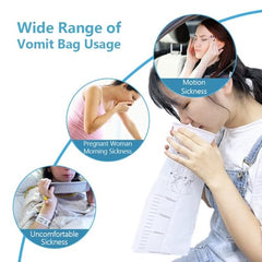 10 Pcs Vomit Bags for Travel, Car and Home | Leak-resistant bags provide convenient cleanup during travel or illness and are suitable for adults and children