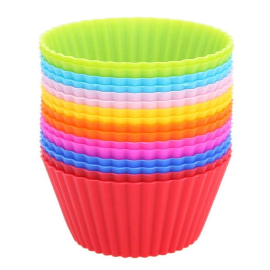 SYGA Set of 6 Round Shape Silicone Muffin Cups Handmade Soap Molds Biscuit Chocolate Ice Mould(Random Color)