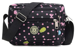 MOMISY Mobile Messenger Bag Ladies Nylon Shoulder Cross Body Long Strap Purse for Women Girls-Pink Polka