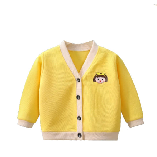 MOMISY Baby Boy & Girls Sweater Jacket Front Open Cardigan (4 to 5 Years, Yellow)