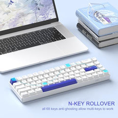 MageGee Portable 60% Mechanical Gaming Keyboard, MK-Box LED Backlit Compact 68 Keys Mini Wired Office Keyboard with Blue Switch for Windows Laptop PC Mac - Blue/White