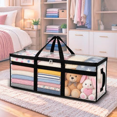Storite Jumbo Super-Size 81 L Canvas Moisture Proof Heavy Duty Storage Bag | for Toys/Stationery/Blankets/Clothes/Moving Bags MultiPurpose With Strong Reinforced Handles Rectangular Cream (87x26x36 cm)