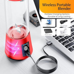 New Portable Electric Nail Drill Juicer 380ML USB Rechargeable Blender Heavy Duty Juicer, 6 Blades, Mini Handheld Fruit Hand Mixer for Home & Outdoor Use (Multicolor)