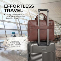 EXIM Prime Laptop Bag for Men Office Use| Office Bag for Men| Vegan Leather Laptop Messenger Bag| Fits Up to 13 to 14 Inch Laptop| Business Briefcase with Handle and Shoulder Strap (Shaded Brown)