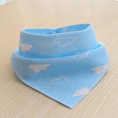 SYGA 2 Pcs Baby Feeding Bibs Triangular Cotton Bibs Apron Bibs Adjustable Closure for Infant Toddler 0 to 3 Years Baby - Pack Of 2 (WhiteCloud)