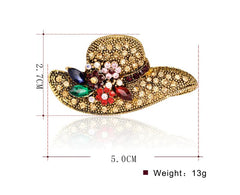 SYGA Brooch Pin Fashion Crystal Rhinestone Jewellery Pin Vintage Clothing Accessories Decoration Sun Hat, Ancient Gold Brooches for Women- S57