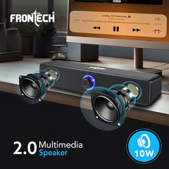 FRONTECH 1.0 USB Powered Multimedia Speakers with RGB Lights, 10W Output Power, AUX/USB Connectivity, for Laptop, PC, Mobile, Volume Control (SPK-0008, Black)