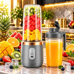 Juicer for Home ^ Lacossi Juicer Mixer Grinder with 1500mAh Battery, 6 Blades 3Gears Fast Blending, 2-Jar Capacity (400ml*2) | 40 Watts Bullet Rechargeable Portable Personal Juicer