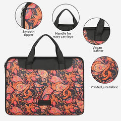 Tabelito Laptop Sleeve Bag 13" to 15.6 inch for Women Jute and Vegan Leather Office Everyday Handbags