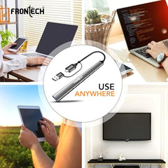 Frontech 8-in-1 Multi-Port Expansion Hub, Dual Input (USB-C & USB), High-Speed Data Transfer, Metal Matt Finish, Backed with 1 Year Warranty (NC-0058)