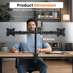Dyazo Single Monitor Desk Mount Stand | Height Adjustable Fully Articulating Arm for 13–32 Inch Screens | VESA 75×75/100×100 Compatible | Tilt & Rotate Monitor Holder with C-Clamp/Grommet Base (Black)