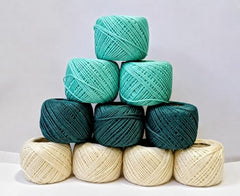 Crochet Cotton Thread Yarn Combo, 10 Rolls for Knitting, Crochet, Embroidery and Craft Making, Soft Decorative Thread for Handmade DIY Projects, Yellow & Green