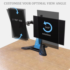 Rife Free Standing Height Adjustable Monitor Mounts for 2, 13 to 27 Inch LCD Screens with Swivel and Tilt (Black) (Dual Monitor Freestanding)