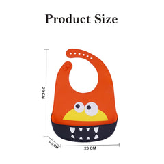 MOMISY Baby Bib For Newborn Waterproof Silicone Apron Wipeable Stain Resistant With pocket For 6 months and up (1, OrangeEye)