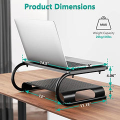WALI Dual Monitor Stand for Desk, Desk Monitor Riser 3 Height Adjustable, Laptop Riser with Airflow Vents, Desk Organizer for Computer, Laptop, Printer, Notebook (STT003-2), 2 Pack, Black