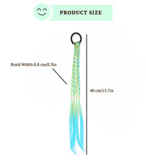 SYGA Girl Wig Headwear, Twist Braid Rope Ponytail Hair Extension, Gradient Lake Blue, 3 Strands, Kids Hair Styling Accessory