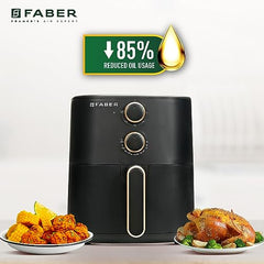 Faber 6L 1500W Digital Air Fryer | Fry, Bake, Roast, Toast, Defrost, Grill & Reheat | 85% Less Oil, 360° Air Cooking|8-Preset Menu,LED Display&Touch Control, Non-Stick Pan,View Window|FAF 6.0L NEO BK