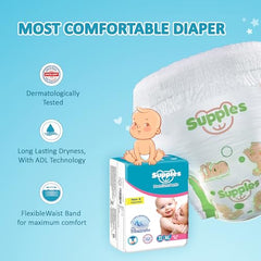 Amazon Brand - Supples Premium Baby Diaper Pants | 108 Baby Diapers | XL | 12-17 Kg | 12 Hrs Absorption | Cushiony Cotton Soft Fabric | Phthalates-Free | Triple Leak Guard | 54 Count, Pack of 2