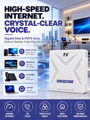 UBIQCOM UB5021GV XPON ONT Optical Network Terminal, 1GE + 1 POTS, GPON Fiber Broadband Modem with VoIP Voice Support, SC/UPC Connector, FTTH ONT for Home & SOHO Users