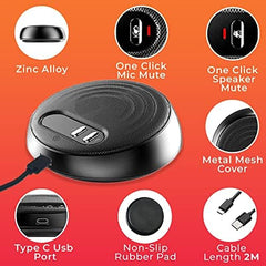 Audio Array Wireless Conference Microphone with Speaker | Bluetooth, USB & 4 Mics | 360° Pickup Upto 4M | Noise Reduction & Enhanced Voice | Portable Speakerphone for Video Calls/Zoom Meeting | AM-W45