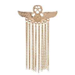 SYGA Men's & Women Suit Shirt Stud Lapel Pin Chain Tassel Brooch Pin with Crystal Chain(Coat of arms tassel gold)