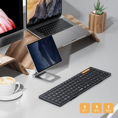 ProtoArc Foldable Bluetooth Keyboard, XK01 Full Size Folding Wireless Keyboard with Number Pad, Portable Travel Keyboard for Windows iOS Android Tablets, Laptops, iPad