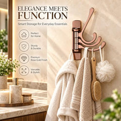 iSTAR Wall Hooks for Hanging | Flexible 4 Pin Hooks Bathroom Cloth Hanger Wall Hook Door Robe Hooks for Hanging Keys, Clothes, Towel (Rose Gold, Pack of 3)