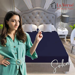 La Verne 100% Waterproof Premium Cotton Feel Mattress Protector Queen Size 78 x 60 Inches | Breathable and Hypoallergenic Ultra Soft Fitted Bed Protector Cover