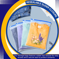 GREENTWISH Zip 'N' Seal Reusable Transparent Storage Bag with Slider Zip Lock, Organiser for Clothes, Shoes, Garment, Home and Travel, Space Saver Plastic Bag | Jumbo Size (14x16 Inch) | 30 Bags