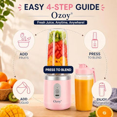 Juicer for Home ^ Lacossi Juicer Mixer Grinder with 1500mAh Battery, 6 Blades 3Gears Fast Blending, 2-Jar Capacity (400ml*2) | 40 Watts Bullet Rechargeable Portable Personal Juicer