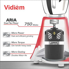 Vidiem EVA Royal 750W Mixer Grinder with 3 Jars | 750W mixer Grinder | 2 Years Product Warranty & 5 Years Motor Warranty | Red & Black