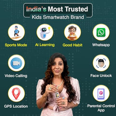 sekyo Neo Fit -India's 1st AI Smart Watch for Kids | AI Learning Assistant, 4G Video Call, GPS, Health & Activity Tracker, Smart Habit Reminder| Edu-Games, Step Count, Camera, Parent Control App