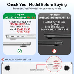 EooCoo Case for MacBook Air 13.6" Cover M5 M4 M3 M2 2026-2022 Light & Thin