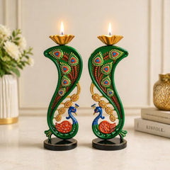Festive Elegance Peacock Theme Decorative Tealight Stand | traditional handmade