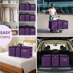Storite 81 L Jumbo Super-Size Nylon Heavy Duty Underbed Storage Bag | Moisture Proof Multi-Purpose for Toys/Blankets/Clothes/Moving Bags With Strong Handles Rectangular (87x26x36 CM) - Teal
