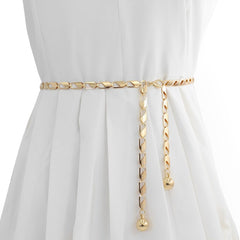 SYGA Metal Hook Adjustable Waist Chain Women's Fashion Versatile Decorative Dress Personalized Chain Waist Slim Belt(Gold)
