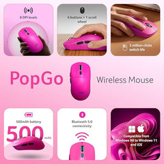 Acer PopGo Wireless Mouse | 2.4G + BT5.4 Dual Mode | 500mAh Rechargeable Battery | Adjustable DPI up to 6400 | Silent Click | 6 Buttons+Scroll Wheel | 10m Range | Windows & Mac Compatible – Orange