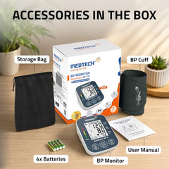 MEDTECH® BP18 Fully Automatic Portable Digital Blood Pressure Monitor with Smart MDD Technology and USB-C Port - Full Size Cuff - 22-42cm