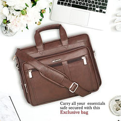 Zipline Laptop bags for men office use | Synthetic Leather laptop bag for Man women, 15.6" compatible Laptop, Macbook, Macbook Pro Messenger Bags for Men & Women (1-Brown Bag)