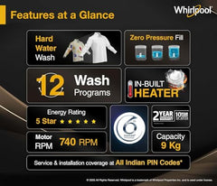 Whirlpool 9 Kg 5 Star MAGIC CLEAN BW PRO Heater Fully Automatic Top Load Washing Machine (MAGIC CLEAN PRO BW H 9 KG Mn GREY 10YMW with In-Built Heater, 2025)