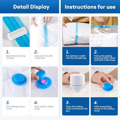 Hudux 10 Pack Large (60×80 cm) Vacuum Compression Zipper Storage Bags With Electric Pump,Compression Storage Space Bags For Travel,For Clothes,Bedding,Pillows,Airtight Reusable Vacuum Bags