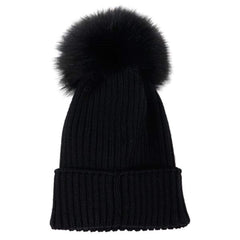 SYGA Unisex Wooln Warm Winte Cap Pompom Beanie Hat for 1-3 Year Baby Cap - Black