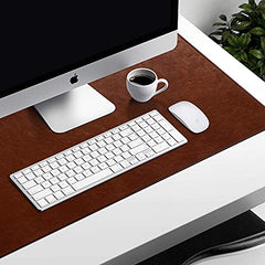 DailyObjects Large Premium Vegan Leather Desk Mat|Anti-Skid|Anti-Slip|85*45cm|Reversible Desk spread Turf Desk/Laptop Mat for Work from Home/Office/Gaming- Extended mouse pad and keyboard desk pad-Tan