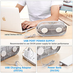 Hoteon Table Fan, USB High Speed Desk Fan with Dual Modes, 3 Speeds, Gray