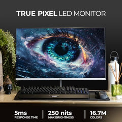 Foxin 24 Inch FHD Flat LED Monitor 1920x1080 Pixel Elite Series | Flat Panel, HDMI & VGA Port, 100Hz Refresh Rate, Frameless, Slim Bezel, Wall Mountable, 16.7 M Colors | 3 Years Warranty | White