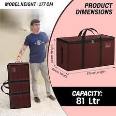 Storite Jumbo Super-Size 81 L Canvas Moisture Proof Heavy Duty Storage Bag | for Toys/Stationery/Blankets/Clothes/Moving Bags MultiPurpose With Strong Reinforced Handles Rectangular Cream (87x26x36 cm)