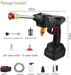 (Double Battery) Cordless Portable Wireless Pressure Washer Gun 48V 12000mAh High Pressure Water Gun for Car Wash & Bikes Cleaning with Adjustable Nozzles & 5M Hose Pipe