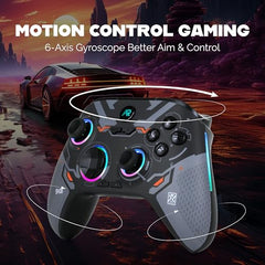 ARcNet Tri-Mode Wireless Gaming Controller with Hall Effect Joysticks & Triggers, 2.4G / Bluetooth/Wired Gamepad for PC, Windows 10/11, Laptop, Android, iOS & PS3, RGB, Anti-Drift (Black)